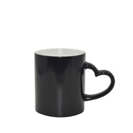 11oz Full Color Change Mug With Heart Handle (Black)