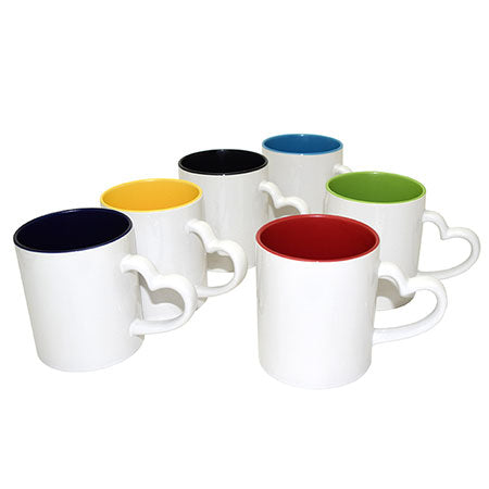 11oz Two-Tone Color Mugs With Heart Handle