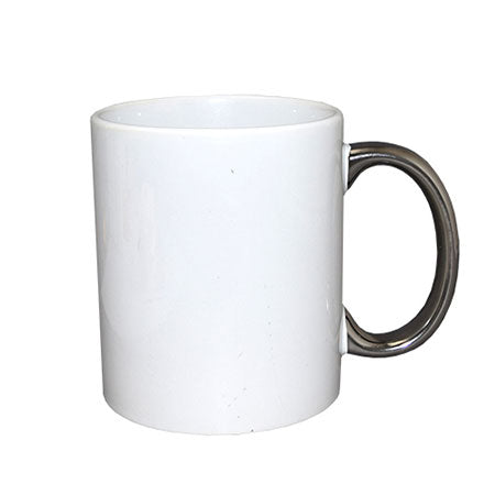 11oz White Mug with Silver Handle