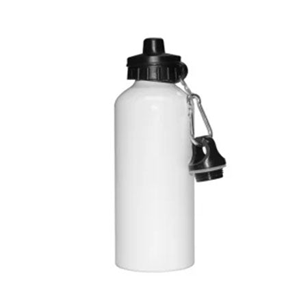 600ml Aluminium Water Bottle with two tops (White)