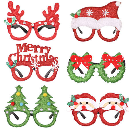 Christmas Decorations Adult Kids Toys Santa Snowman Antler Glasses Christmas Tree Glass Decorations